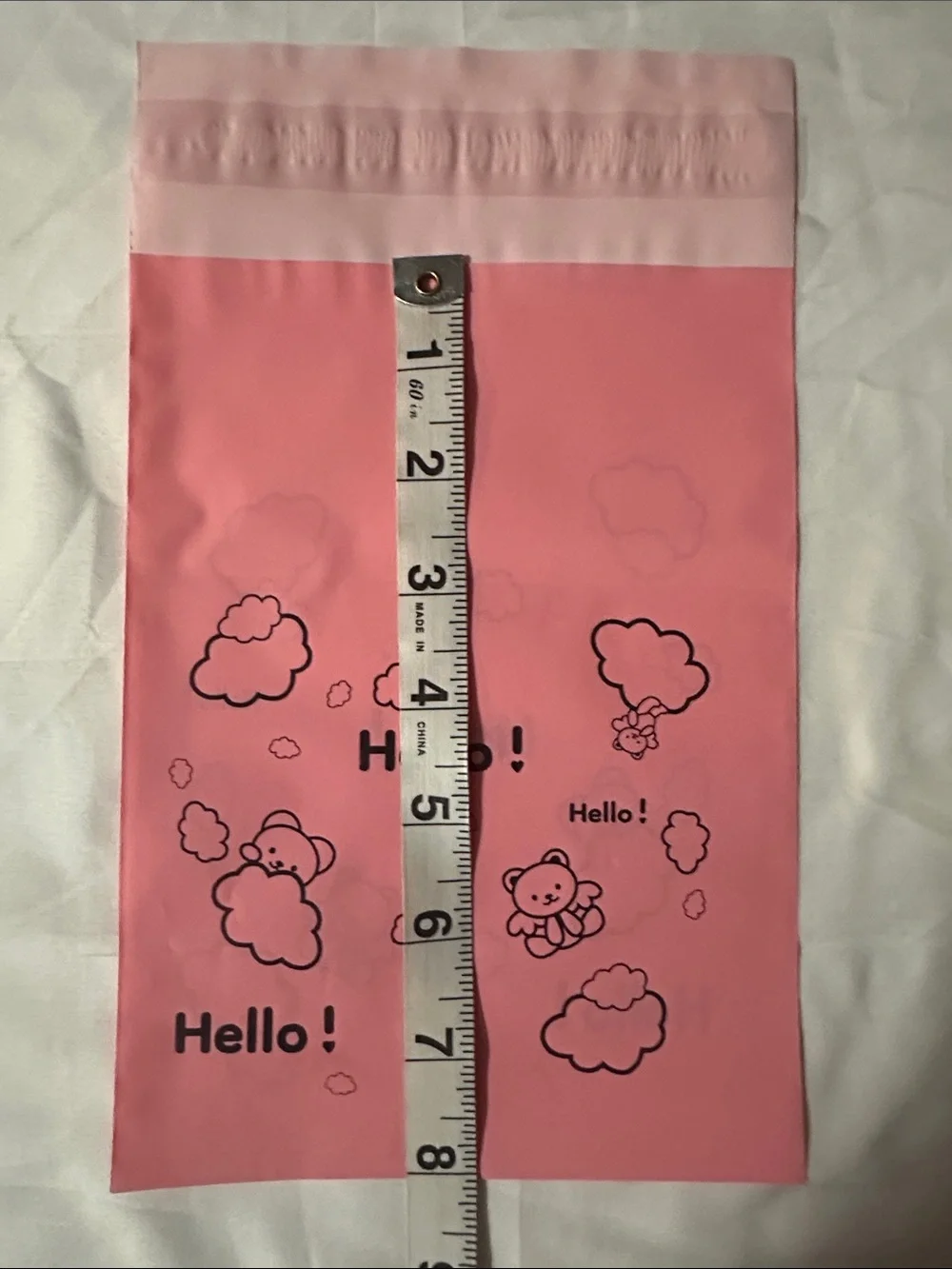 Pink Cute Teddy Bear Hello Clouds Poly Mailers 6x8 Shipping Bags - 30 Pack